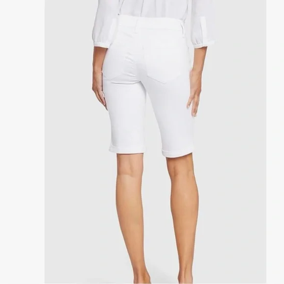 NYDJ white denim stretch Bermuda shorts size 14 - Picture 2 of 10